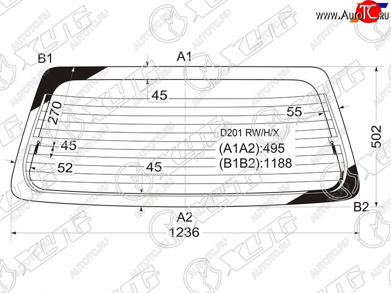 6 599 р. Стекло заднее (Цвет зеленый Обогрев) Mazda Demio 96-02 XYG D201 RW/H/X  с доставкой в г. Керчь
