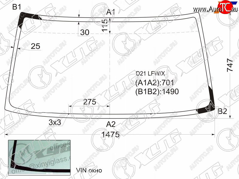 4 499 р. Стекло лобовое Nissan Terrano 86-96  Datsun 85-02  Frontier 97-04  Navara 98-05 XYG D21 LFW/X  с доставкой в г. Керчь