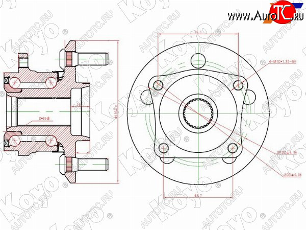 10 499 р. Ступичный узел задн. TOYOTA VISTA ARDEOCALDINAALLIONWISHOPAAVENSIS AZT255 4WD 98-07 KOYO DACF2146A  с доставкой в г. Керчь