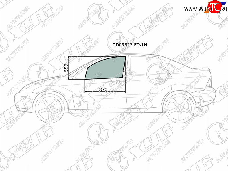 2 789 р. Стекло боковое опускное (Спереди Слева Цвет зеленый) Ford Focus 98-04 XYG DD09523 FD/LH  с доставкой в г. Керчь