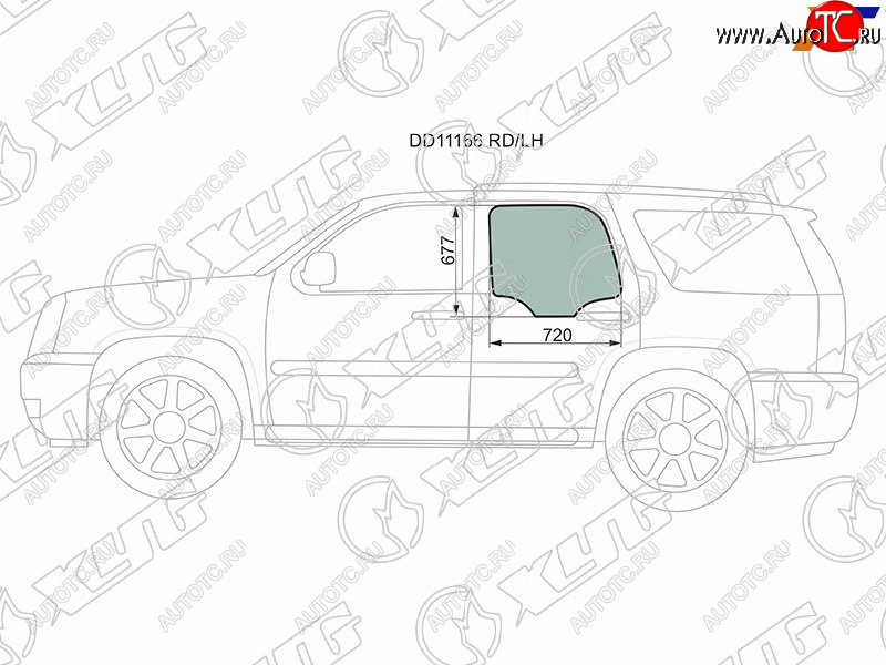 1 799 р. Стекло боковое опускное (Сзади Слева Цвет зеленый) Chevrolet Tahoe 06-14 XYG DD11166 RD/LH  с доставкой в г. Керчь