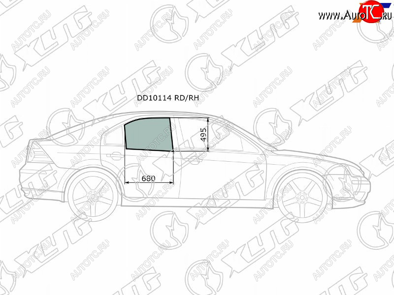 2 599 р. Стекло боковое опускное (Сзади Справа Цвет зеленый) Ford Mondeo 00-07 XYG DD10114 RD/RH  с доставкой в г. Керчь