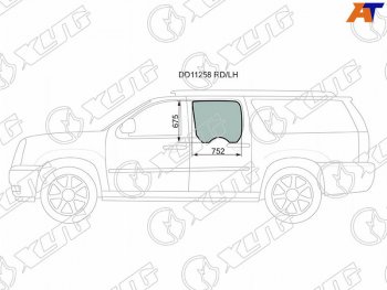 Стекло боковое опускное (Сзади Слева Цвет зеленый) Cadillac Escalade 06-15  Chevrolet Suburban 06 XYG DD11258 RD/LH