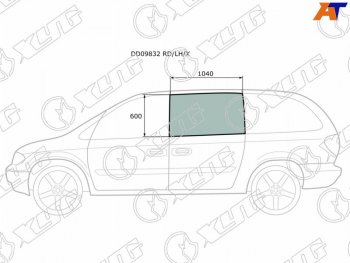 Стекло боковое опускное (Сзади Слева Цвет зеленый) Chrysler Town&Country 95-07  Voyager 00-07  D XYG DD09832 RD/LH/X