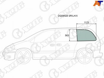 Стекло кузова боковое (не опускное) (Слева Цвет зеленый) Chrysler Town&Country 95-00  Voyager 95-0 XYG DQ08928 SR/LH/X