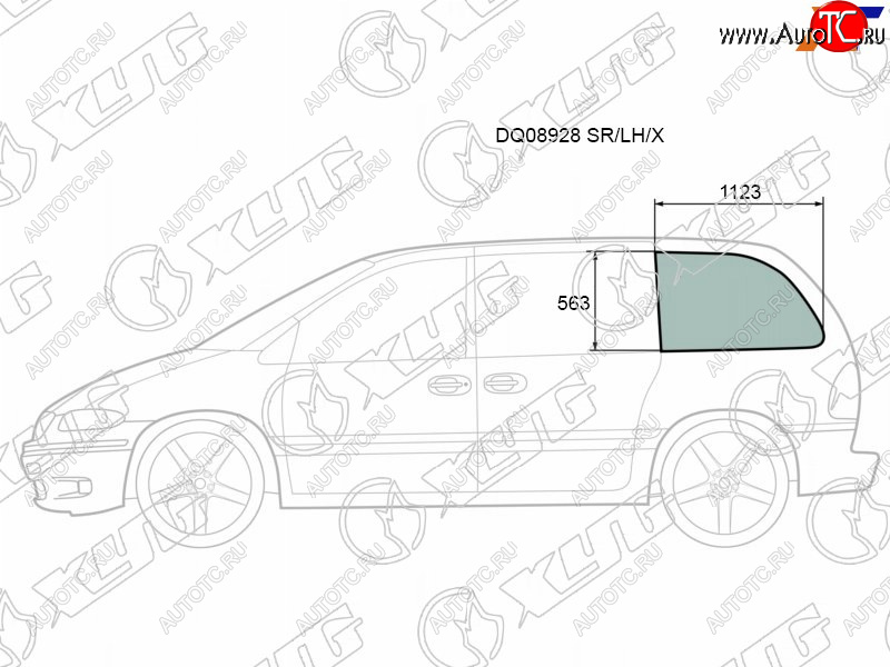 267 р. Стекло кузова боковое (не опускное) (Слева Цвет зеленый) Chrysler Town&Country 95-00  Voyager 95-0 XYG DQ08928 SR/LH/X  с доставкой в г. Керчь