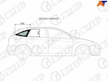 2 349 р. Стекло кузова боковое (не опускное) (Справа Цвет зеленый) Ford Focus 98-04 XYG DQ10013 SW/RH/X  с доставкой в г. Керчь. Увеличить фотографию 1