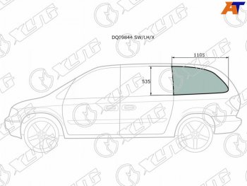 Стекло кузова (собачник) заднее левое длинная база CHRYSLER TOWN&COUNTRY VOYAGERDODGE CARAVAN 00-07 XYG DQ09844 SW/LH/X
