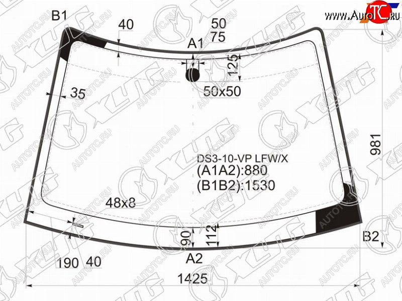 10 799 р. Стекло лобовое CITROEN DS3 3D HBK 10-16                                                              XYG DS3-10-VP LFW/X  с доставкой в г. Керчь