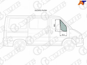 2 399 р. Стекло форточки (уголок) переднее правое  PEUGEOT BOXERCITROEN JUMPERFIAT DUCATO 94-06             XYG DUCATO FV/RH  с доставкой в г. Керчь. Увеличить фотографию 1