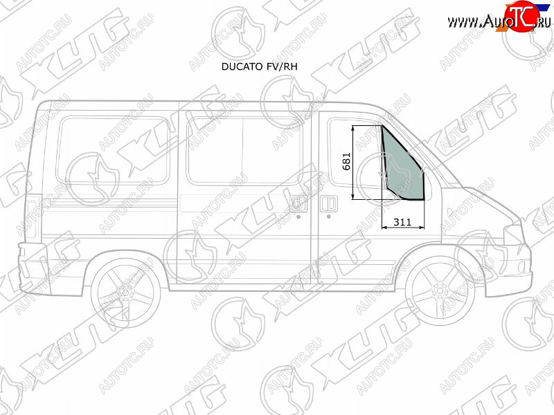 2 399 р. Стекло форточки (уголок) переднее правое  PEUGEOT BOXERCITROEN JUMPERFIAT DUCATO 94-06             XYG DUCATO FV/RH  с доставкой в г. Керчь