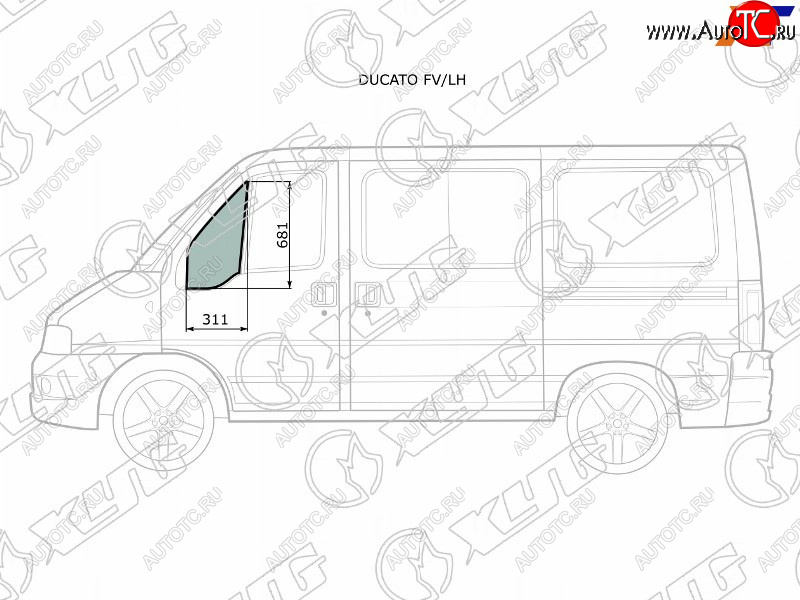 2 399 р. Стекло форточки (уголок) переднее левое  PEUGEOT BOXERCITROEN JUMPERFIAT DUCATO 94-06              XYG DUCATO FV/LH  с доставкой в г. Керчь