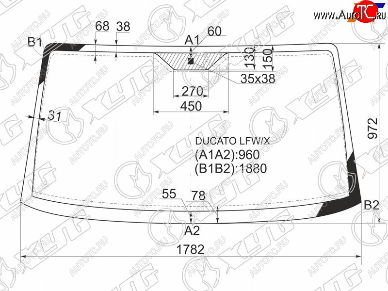 5 999 р. Стекло лобовое Peugeot Boxer 94-06  Citroen Jumper 94-02  Fiat Ducato 94-12 XYG DUCATO LFW/X  с доставкой в г. Керчь