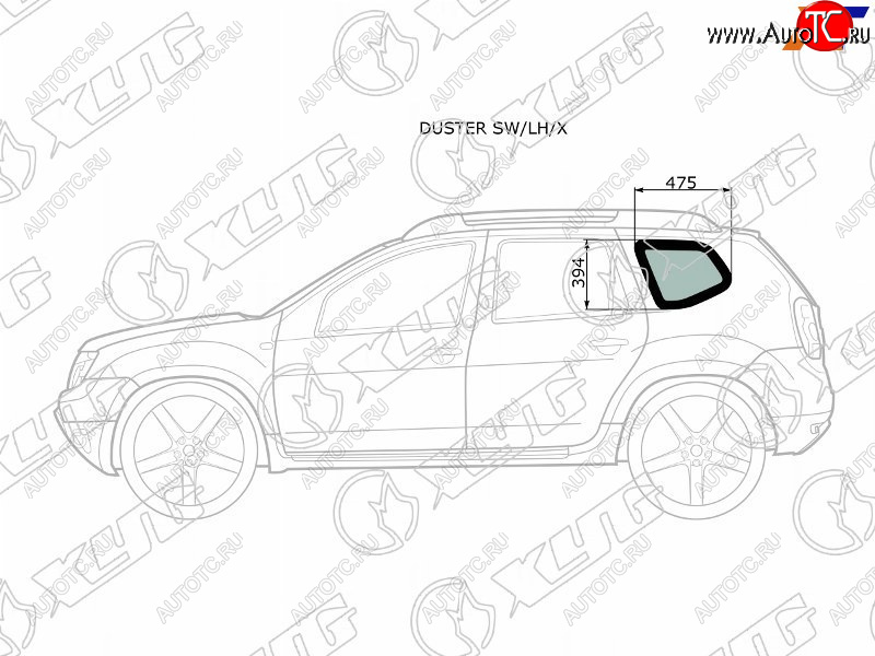 1 759 р. Стекло кузова боковое (не опускное) (Слева Цвет зеленый) Nissan Terrano 14-22  Renault Duster 10-2 XYG DUSTER SW/LH/X  с доставкой в г. Керчь