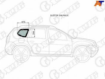 1 759 р. Стекло кузова боковое (не опускное) (Справа Цвет зеленый) Nissan Terrano 14-22  Renault Duster 10- XYG DUSTER SW/RH/X  с доставкой в г. Керчь. Увеличить фотографию 1