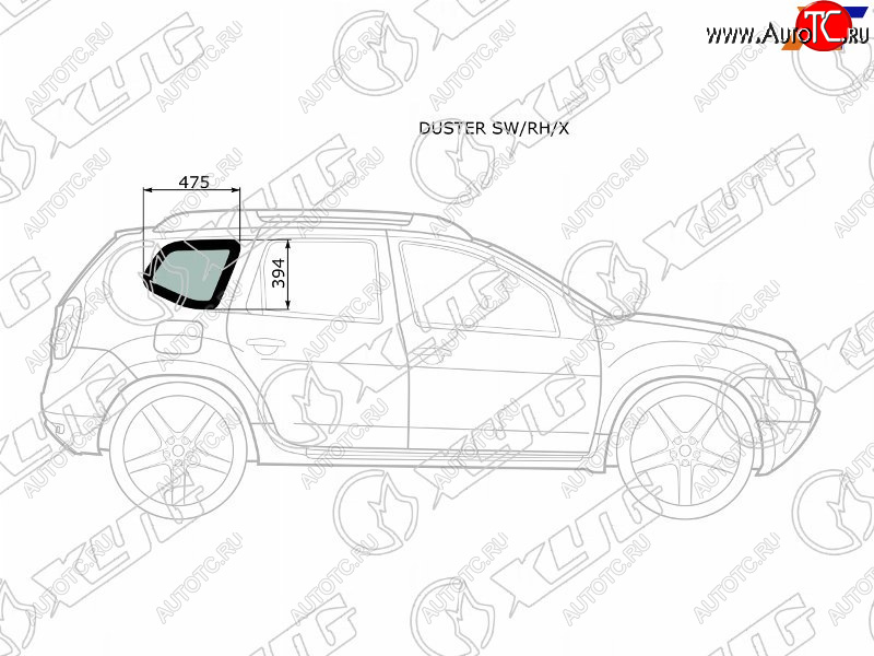 1 759 р. Стекло кузова боковое (не опускное) (Справа Цвет зеленый) Nissan Terrano 14-22  Renault Duster 10- XYG DUSTER SW/RH/X  с доставкой в г. Керчь
