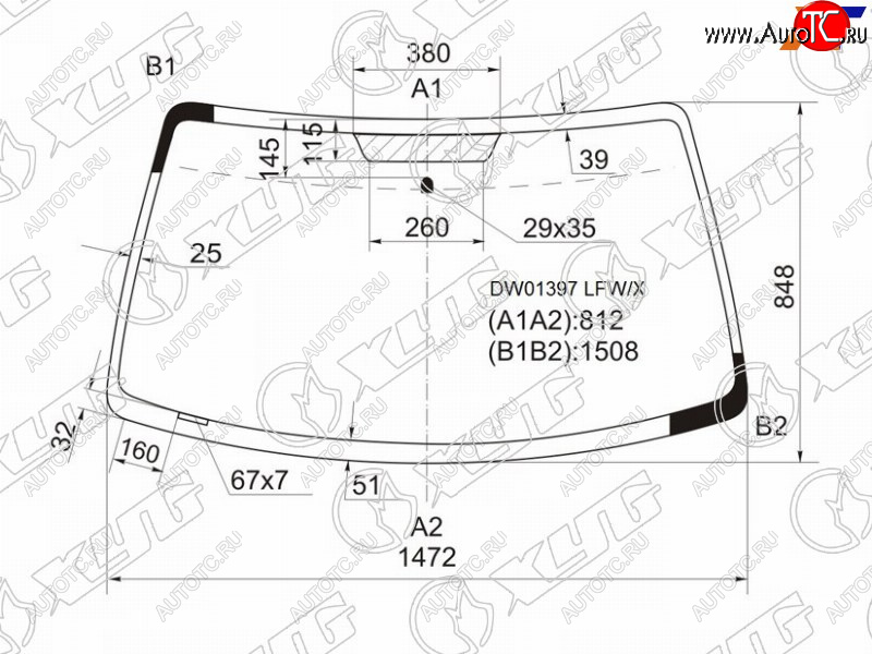 5 789 р. Стекло лобовое Ford Escape 00-12  Maverick 93-07  Mazda Tribute 00-07  Mercury Mariner 07-10 XYG DW01397 LFW/X  с доставкой в г. Керчь