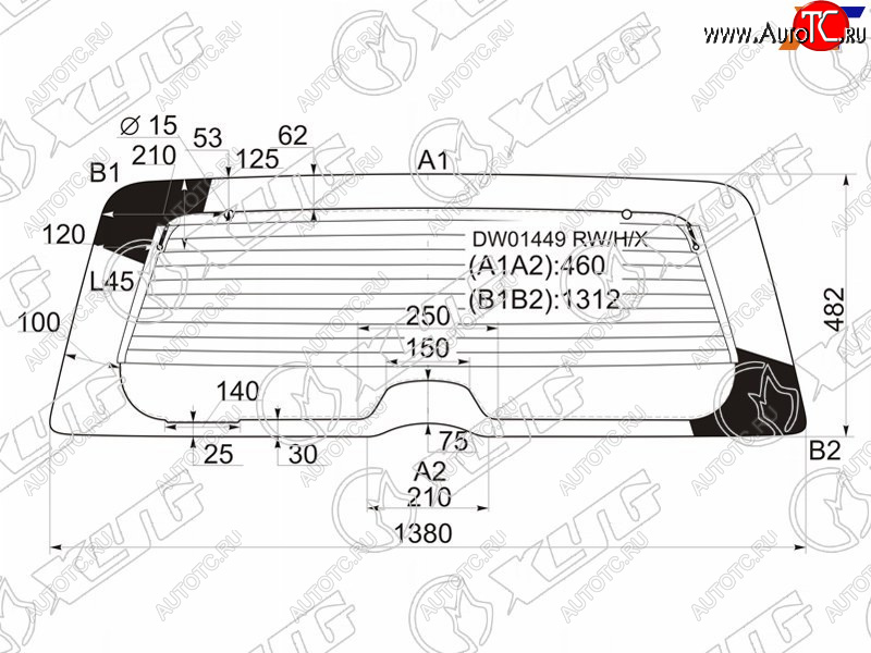 9 749 р. Стекло заднее с обогревом JEEP LIBERTYJEEP CHEROKEE 02-07                                           XYG DW01449 RW/H/X  с доставкой в г. Керчь