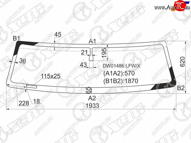 8 299 р. Стекло лобовое HUMMER H2 02-09 XYG DW01486 LFW/X  с доставкой в г. Керчь