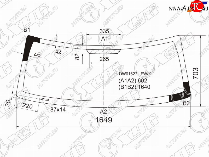 6 649 р. Стекло лобовое JEEP COMMANDER 05-10 XYG DW01627 LFW/X  с доставкой в г. Керчь