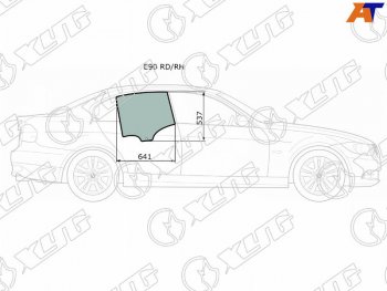 1 759 р. Стекло боковое опускное (Сзади Справа Цвет зеленый) BMW 3-Series 05-14                             XYG E90 RD/RH  с доставкой в г. Керчь. Увеличить фотографию 1