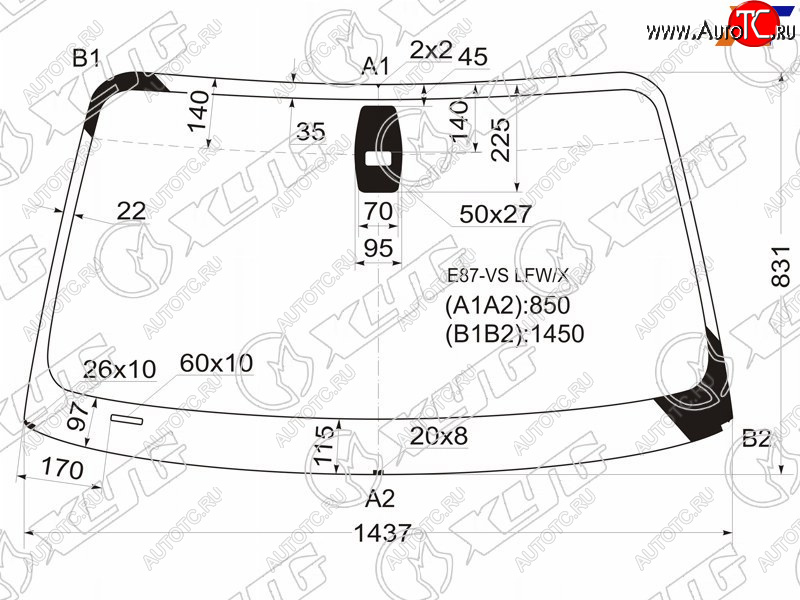 5 999 р. Стекло лобовое (Датчик дождя) BMW XYG BMW 1 серия E87 хэтчбэк 5 дв. дорестайлинг (2004-2007)  с доставкой в г. Керчь