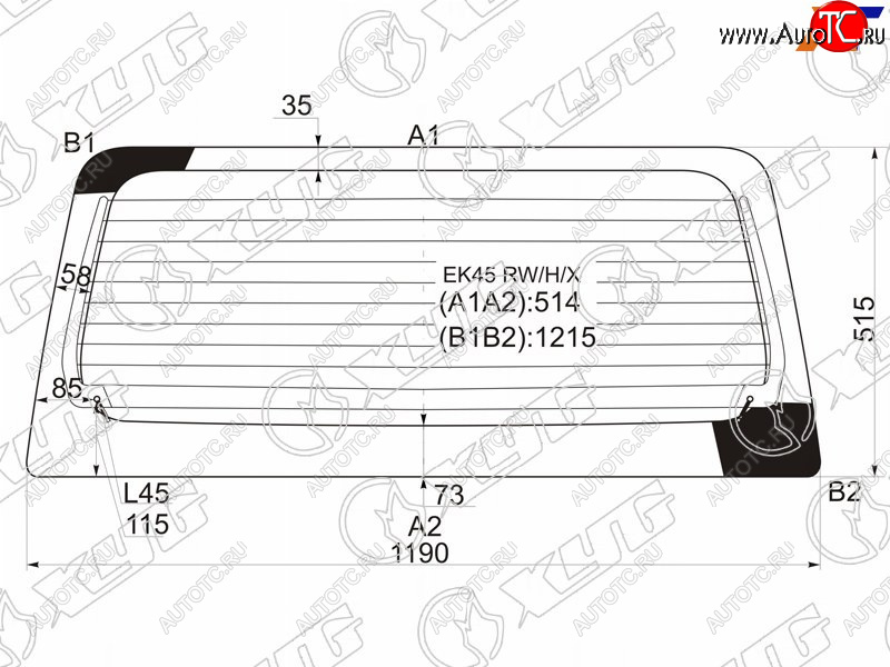 9 999 р. Стекло заднее (Цвет зеленый Обогрев) Mitsubishi eK Active 04-06  eK Sport 02-06  eK Wagon 01-06  XYG EK45 RW/H/X  с доставкой в г. Керчь