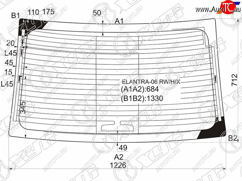 7 299 р. Стекло заднее (Цвет зеленый Обогрев Антенна) Hyundai Elantra 06-12  Avante 06-11 XYG ELANTRA-06 RW/H/X  с доставкой в г. Керчь