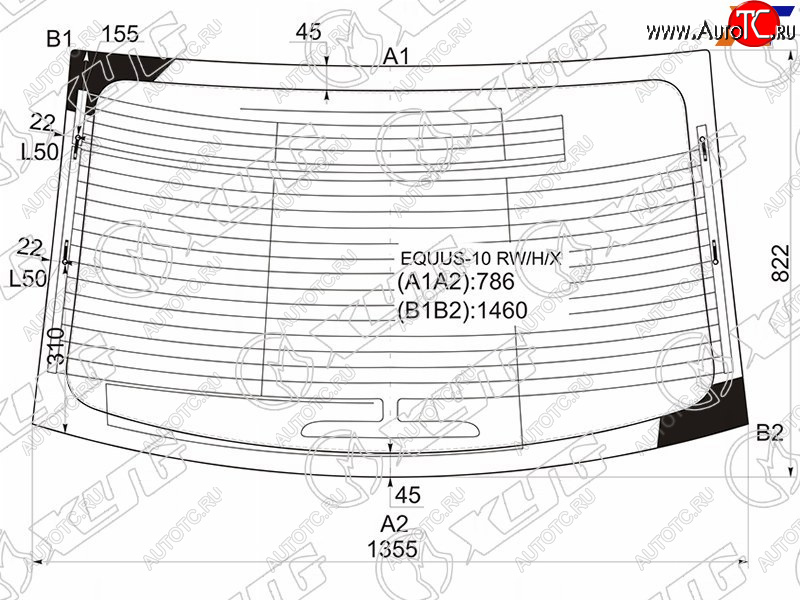 10 249 р. Стекло заднее с обогревом HYUNDAI EQUUS 4D 10-17                                                     XYG EQUUS-10 RW/H/X  с доставкой в г. Керчь
