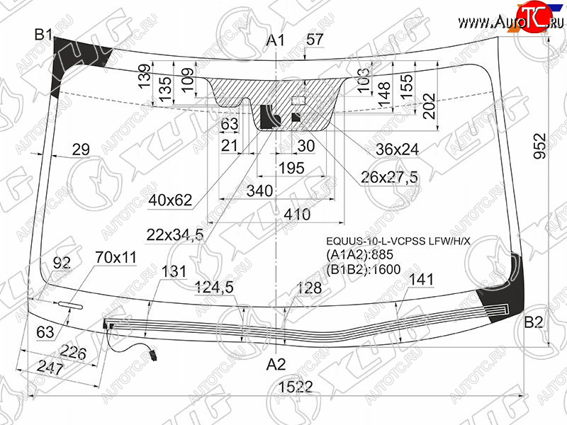 11 299 р. Стекло лобовое (Обогрев щеток Камера Датчик дождя) Hyundai Equus 10-13 XYG EQUUS-10-L-VCPSS LFW/H/X  с доставкой в г. Керчь