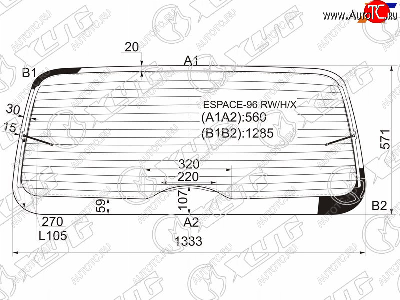 6 599 р. Стекло заднее с обогревом RENAULT ESPACE III 96-03                                                   XYG ESPACE-96 RW/H/X  с доставкой в г. Керчь