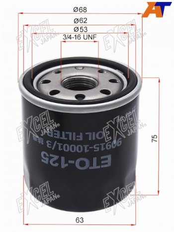 499 р. Фильтр масляный TOYOTA A,E,S,NZ,ZZFE 90- EXCEL JAPAN ETO-125  с доставкой в г. Керчь. Увеличить фотографию 1