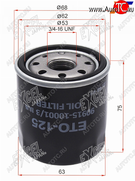 499 р. Фильтр масляный TOYOTA A,E,S,NZ,ZZFE 90- EXCEL JAPAN ETO-125  с доставкой в г. Керчь