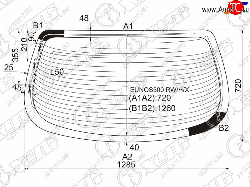 8 749 р. Стекло заднее (Цвет зеленый Обогрев Антенна) Mazda Eunos 500 92-95  Xedos 6 92-99 XYG EUNOS500 RW/H/X  с доставкой в г. Керчь