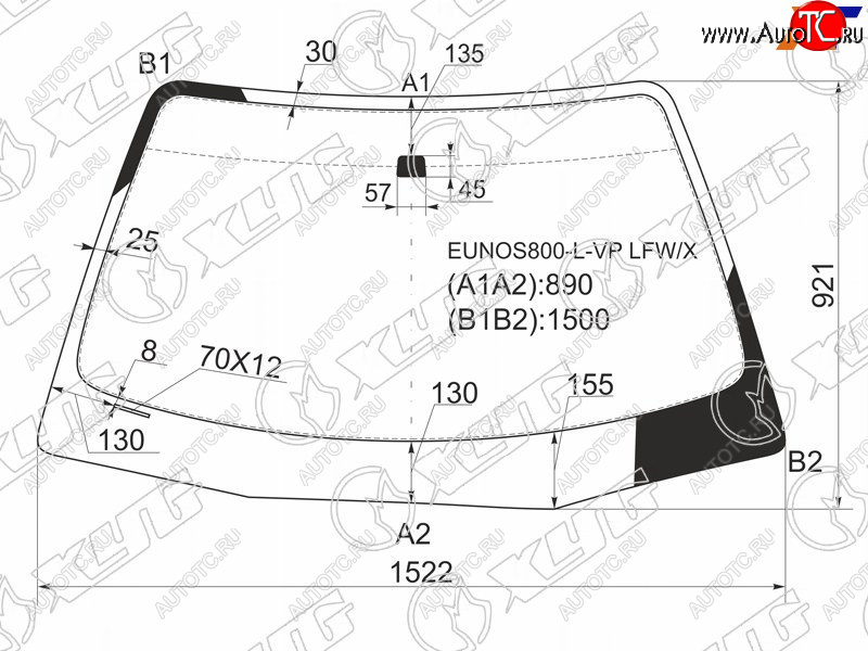 6 949 р. Стекло лобовое Mazda Eunos 800 93-97  Millenia 94-03  Xedos 9 93-02 XYG EUNOS800-L-VP LFW/X  с доставкой в г. Керчь
