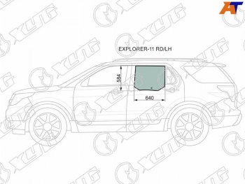 Стекло боковое опускное (Сзади Слева Цвет зеленый) Ford Explorer 10-19 XYG EXPLORER-11 RD/LH