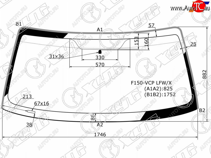 10 649 р. Стекло лобовое (Молдинг) Ford F150 03-08 XYG F150-VCP LFW/X  с доставкой в г. Керчь