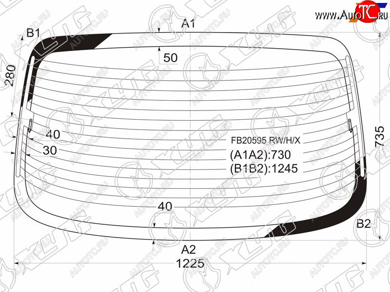 5 549 р. Стекло заднее с обогревом DAEWOO LEGANZA 4D 97-02                                                    XYG FB20595 RW/H/X  с доставкой в г. Керчь