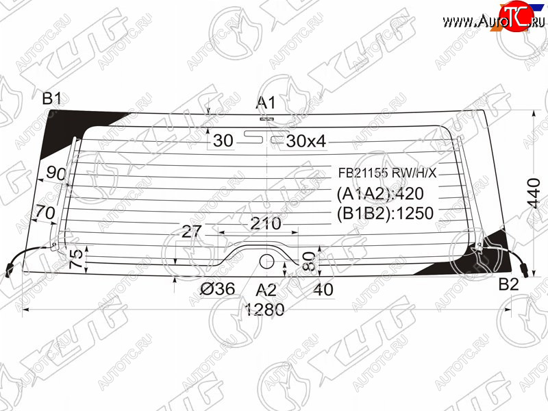 7 199 р. Стекло заднее (Цвет зеленый Обогрев Антенна) Toyota RAV4 (CA20) 00-05 XYG FB21155 RW/H/X  с доставкой в г. Керчь