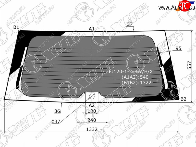 7 599 р. Стекло заднее (Затемненное Обогрев) Toyota Land Cruiser Prado (J120) 02-09  Lexus GX 02-09 XYG FJ120-1-D RW/H/X  с доставкой в г. Керчь