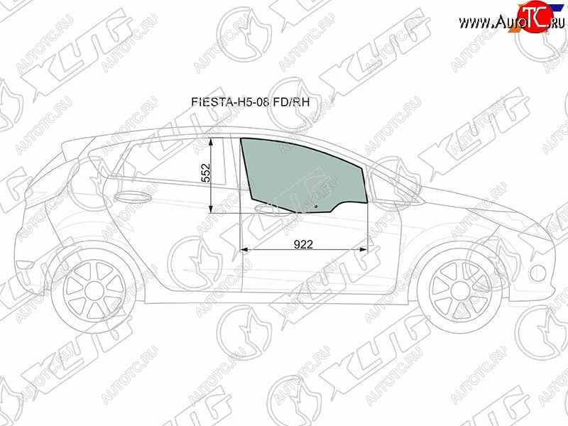 3 299 р. Стекло переднее правое опускное FORD FIESTA 5D 08- XYG FIESTA-H5-08 FD/RH, fiestah508fdrh XYG FIESTA-H5-08 FD/RH  с доставкой в г. Керчь