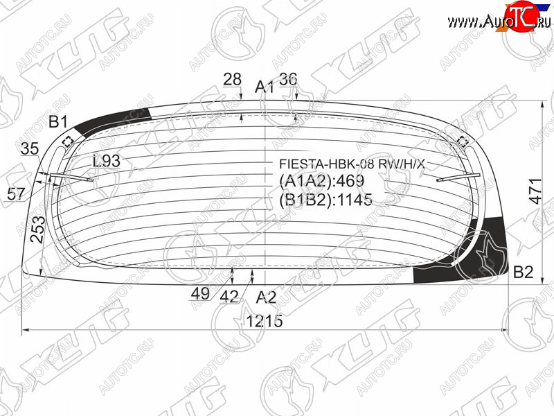 7 999 р. Стекло заднее (Цвет зеленый Обогрев) Ford Fiesta 08-19 XYG FIESTA-HBK-08 RW/H/X  с доставкой в г. Керчь