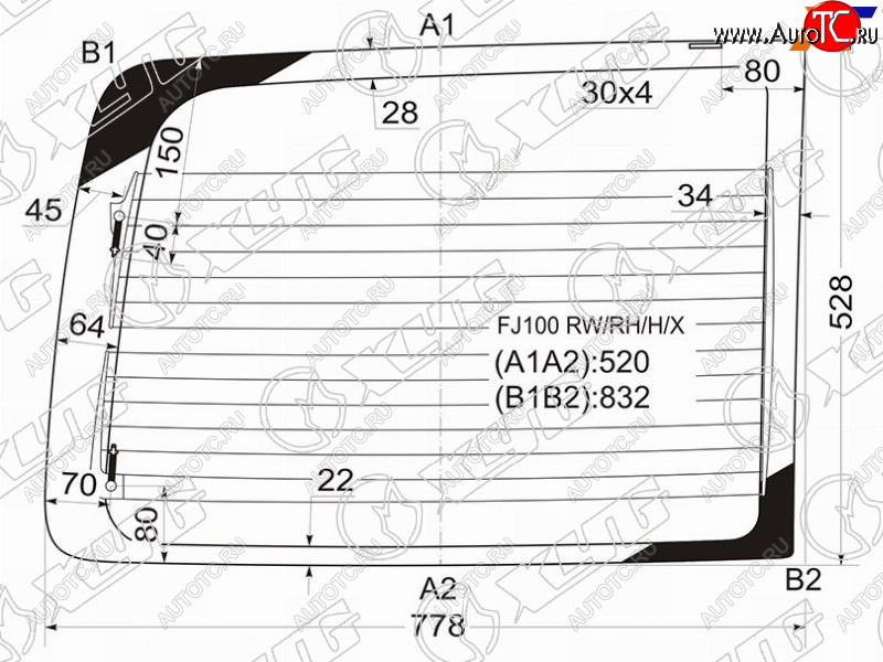 5 399 р. Стекло заднее (Цвет зеленый Обогрев справа. распашная дверь) Toyota Land Cruiser (J100) 98-07  La XYG FJ100 RW/RH/H/X  с доставкой в г. Керчь