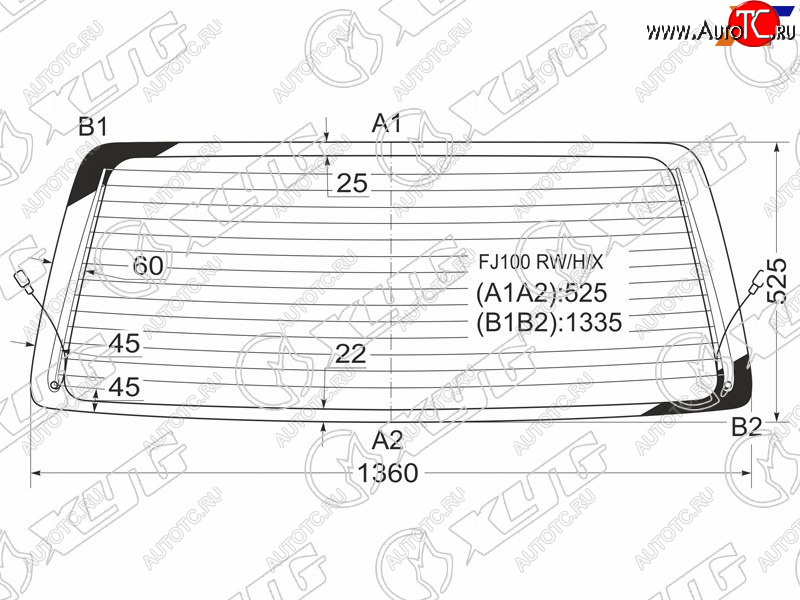 7 199 р. Стекло заднее (Цвет зеленый Обогрев) Toyota Land Cruiser (J100) 98-07  Lexus LX 98-07  Toyota Lan XYG FJ100 RW/H/X  с доставкой в г. Керчь