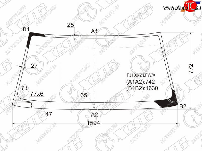 5 599 р. Стекло лобовое Toyota Land Cruiser (J100) 98-07  Land Cruiser Cygnus 98-07 XYG FJ100-2 LFW/X  с доставкой в г. Керчь