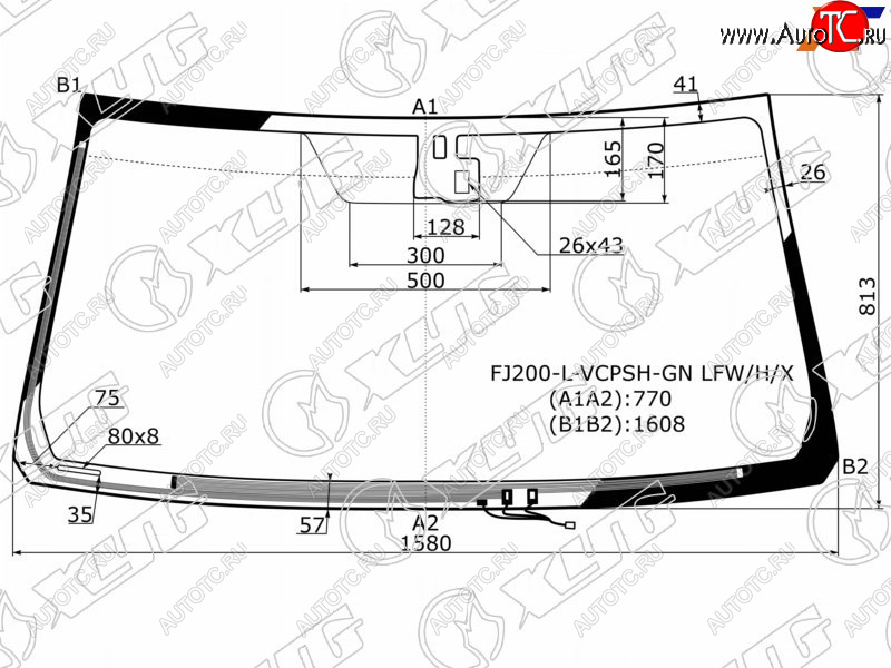 7 599 р. Стекло лобовое (Обогрев щеток Датчик дождя) Toyota Land Cruiser (J200) 07-15  Lexus LX 07-15 XYG FJ200-L-VCPSH-GN LFW/H/X  с доставкой в г. Керчь