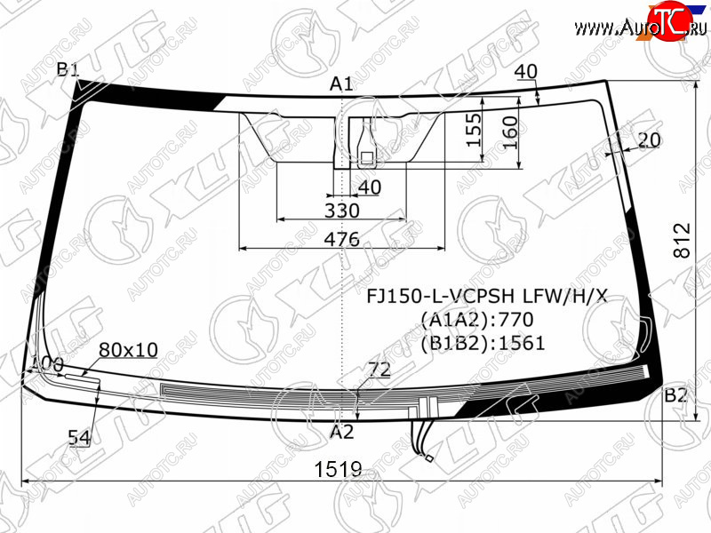 7 999 р. Стекло лобовое (Обогрев щеток Датчик дождя) Toyota Land Cruiser Prado (J150) 09-20  Lexus GX 02-19 XYG FJ150-L-VCPSH LFW/H/X  с доставкой в г. Керчь