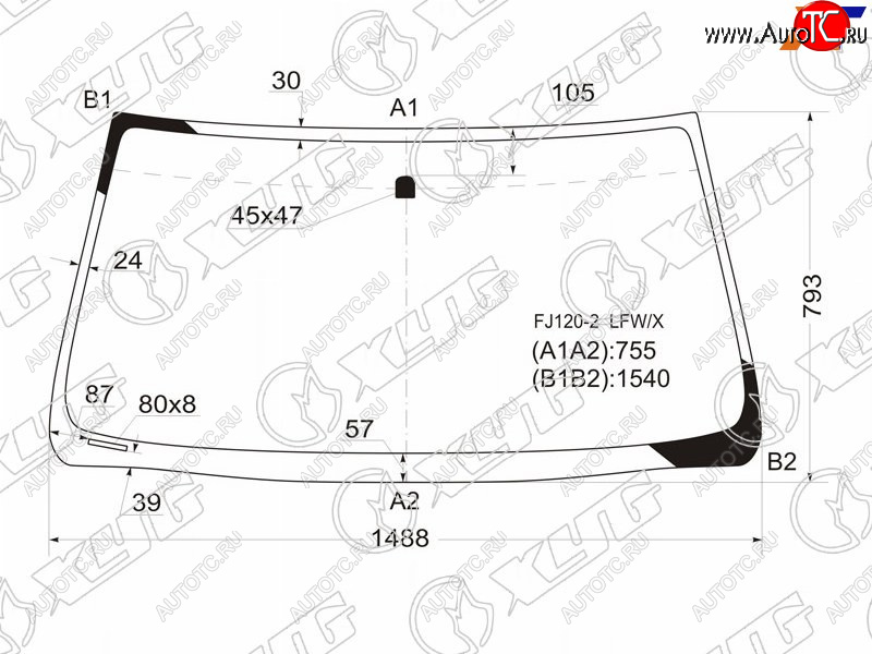 4 899 р. Стекло лобовое Toyota Land Cruiser Prado (J120) 02-09  Lexus GX 02-09 XYG FJ120-2 LFW/X  с доставкой в г. Керчь
