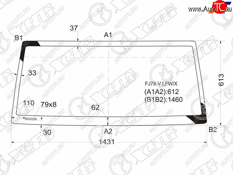 4 799 р. Стекло лобовое Toyota Land Cruiser 80- XYG FJ79-V LFW/X  с доставкой в г. Керчь