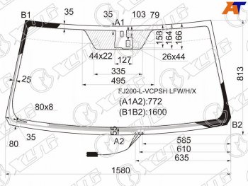 7 599 р. Стекло лобовое (Обогрев щеток Датчик дождя) Toyota Land Cruiser (J200) 07-15  Lexus LX 07-15 XYG FJ200-L-VCPSH LFW/H/X  с доставкой в г. Керчь. Увеличить фотографию 1